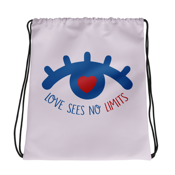 drawstring bag love sees no limits luv heart eye disability special needs expectations future