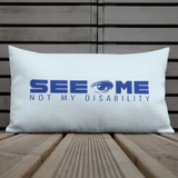 See Me Not My Disability (Halftone) Blue Pillow