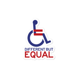 sticker different but equal disability logo equal rights discrimination prejudice ableism special needs awareness diversity wheelchair inclusion acceptance