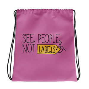 drawstring bag people labels label disability special needs awareness diversity wheelchair inclusion inclusivity acceptance
