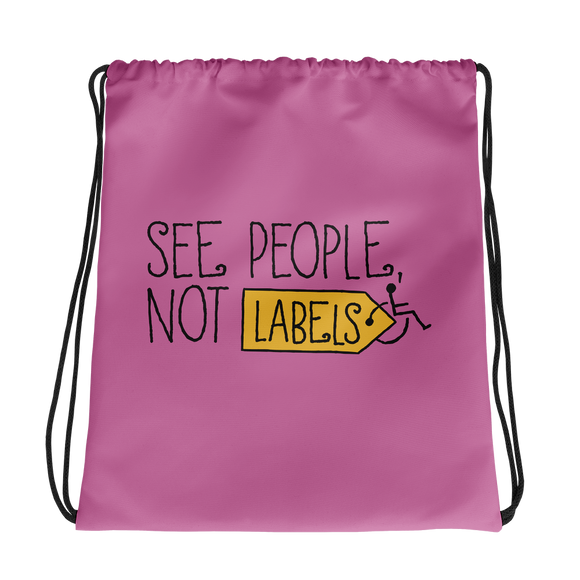drawstring bag people labels label disability special needs awareness diversity wheelchair inclusion inclusivity acceptance