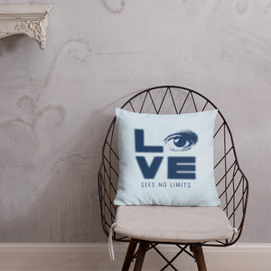 pillow love sees no limits halftone eye luv heart disability special needs expectations future