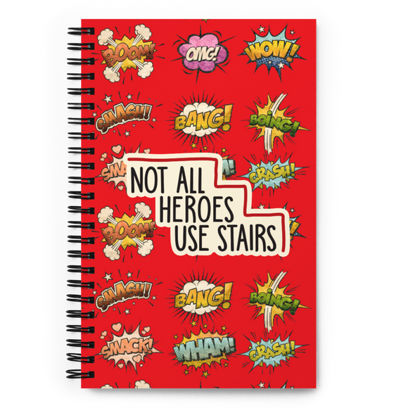 Not All Heroes Use Stairs (Spiral Notebook) Comic Book Speech Bubbles Pattern