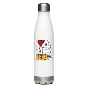 Love Hates Labels Stainless Steel Water Bottle