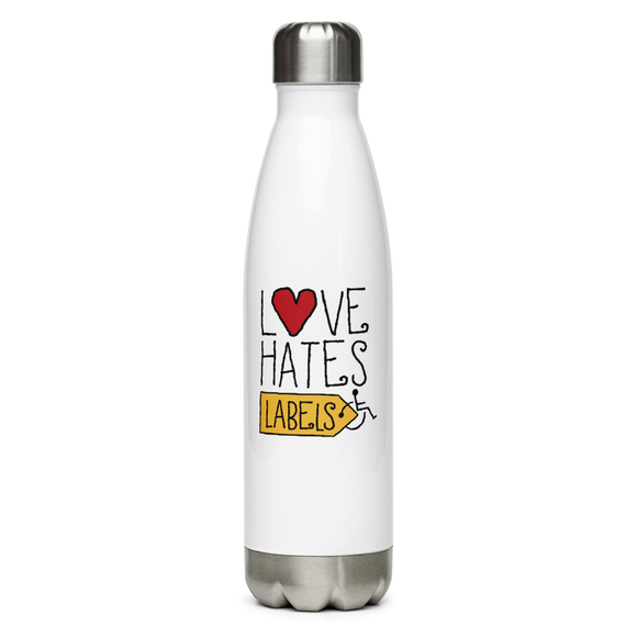 Love Hates Labels Stainless Steel Water Bottle