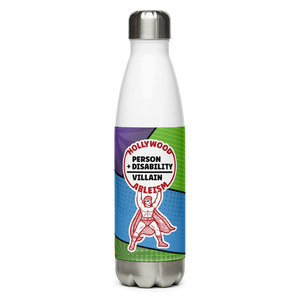 Hollywood Ableism: Person + Disability = Villain (Water Bottle Comic Pattern)