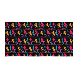 Normal is a Myth (Bigfoot, Mermaid, Unicorn & Loch Ness Monster Pattern) Beach Towel