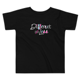 Different Does Not Equal Less (As Seen on Netflix's Raising Dion) Kid's T-Shirt White Text