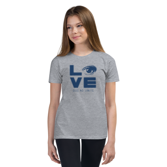 Love Sees No Limits (Halftone Stacked Design, Youth T-Shirt)