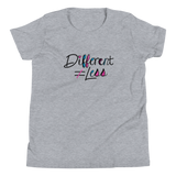 Different Does Not Equal Less (As Seen on Netflix's Raising Dion) Youth Light Color T-Shirts with Digital Glitter