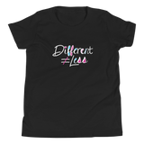 Different Does Not Equal Less (As Seen on Netflix's Raising Dion) Youth Dark Color T-Shirts with Digital Glitter