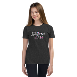 Different Does Not Equal Less (As Seen on Netflix's Raising Dion) Youth Dark Color T-Shirts with Digital Glitter