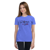 Different Does Not Equal Less (As Seen on Netflix's Raising Dion) Youth Light Color T-Shirts with Digital Glitter