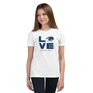 Love Sees No Limits (Halftone Stacked Design, Youth T-Shirt)